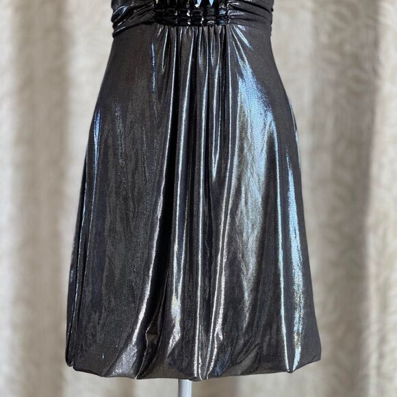 NWT Vintage Y2K Jessica McClintock Metallic Silver Embellished Dress Size 6 - Picture 5 of 8